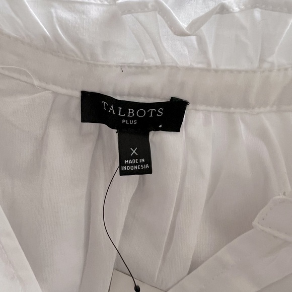 Talbots white long sleeve Henley shirt w Silver Polka Dots Plus size X NWT - Picture 4 of 4